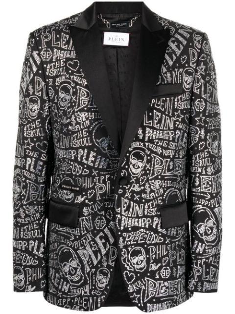 logo-embellished single-breasted blazer by PHILIPP PLEIN