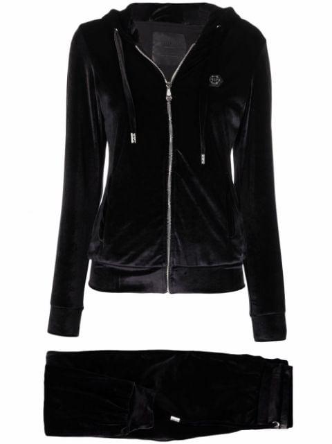 logo-embellished velvet tracksuit by PHILIPP PLEIN