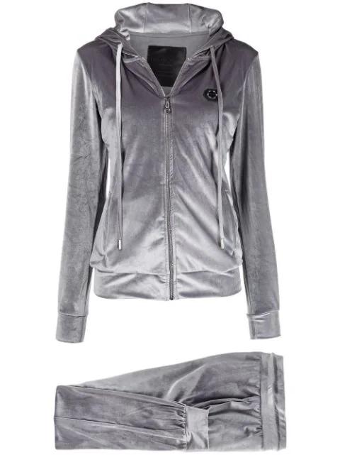 logo-embellished velvet tracksuit by PHILIPP PLEIN