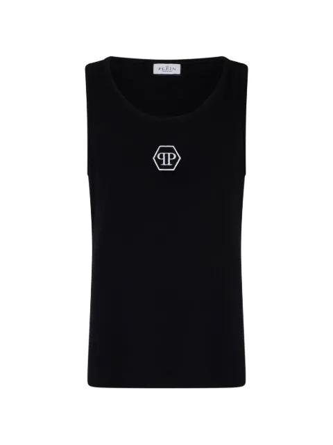 logo-embroidered cotton tank top by PHILIPP PLEIN
