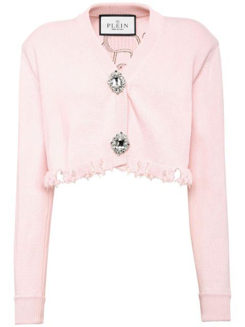 logo-embroidered cropped cotton cardigan by PHILIPP PLEIN