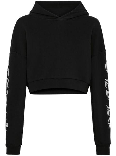logo-embroidered cropped hoodie by PHILIPP PLEIN