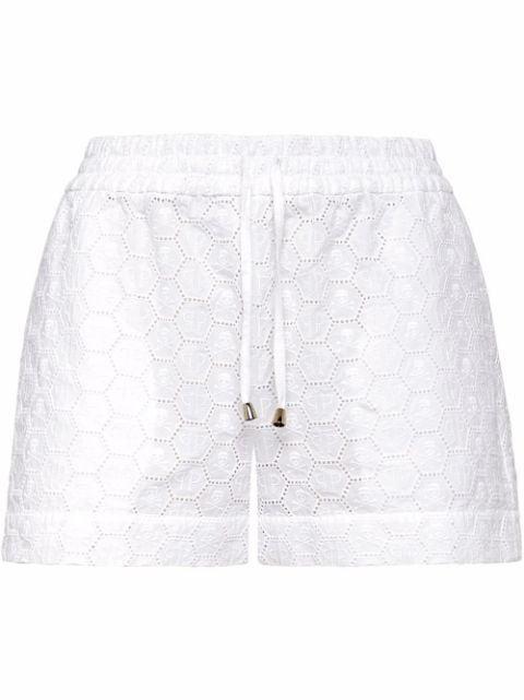 logo-embroidered lace shorts by PHILIPP PLEIN