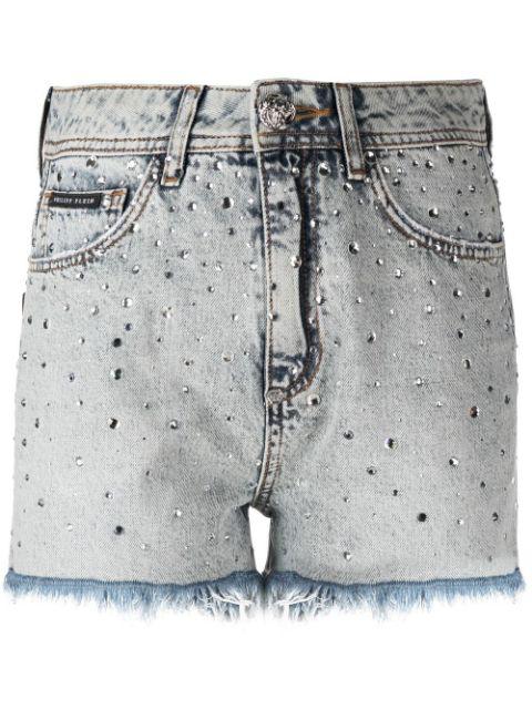logo-patch crystal-embellished shorts by PHILIPP PLEIN