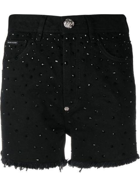 logo-patch crystal-embellished shorts by PHILIPP PLEIN