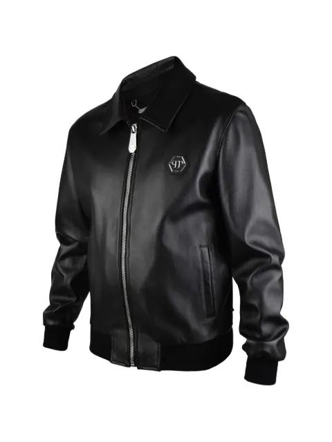 logo-patch leather jacket by PHILIPP PLEIN