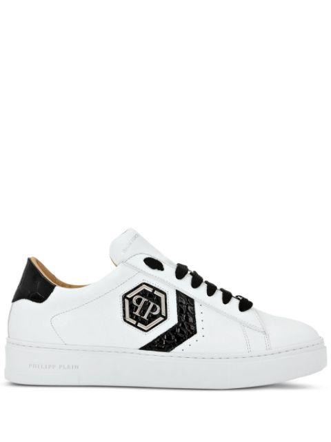 logo-patch panelled leather sneakers by PHILIPP PLEIN