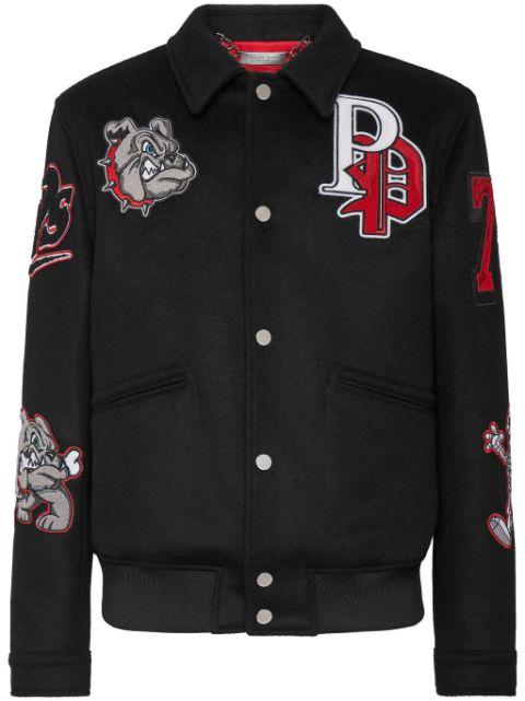 logo-patch spread-collar bomber jacket by PHILIPP PLEIN