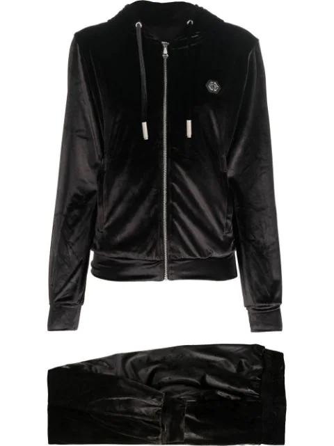 logo-patch velvet-cotton trousers by PHILIPP PLEIN