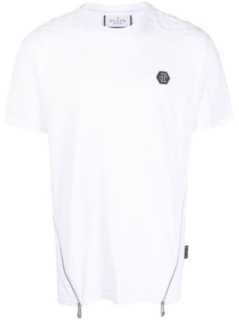 logo-patch zip-detailing T-shirt by PHILIPP PLEIN