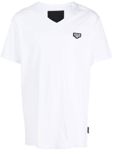 logo-plaque V-neck T-shirt by PHILIPP PLEIN