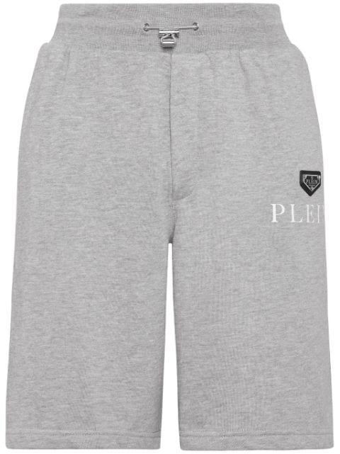 logo-plaque cotton-blend shorts by PHILIPP PLEIN