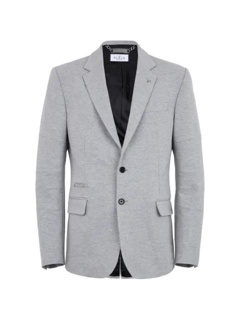 logo-plaque fleece blazer by PHILIPP PLEIN