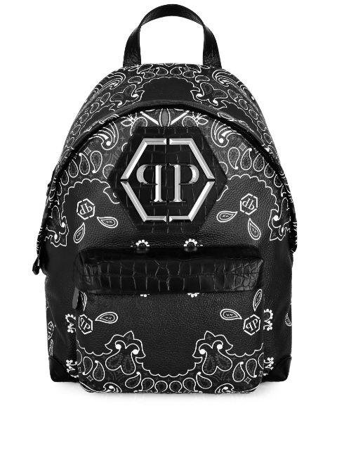 logo-plaque leather backpack by PHILIPP PLEIN