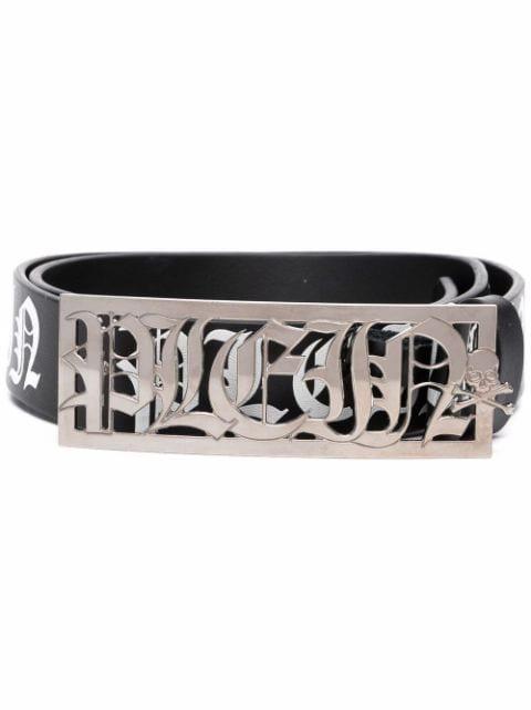 logo-plaque leather belt by PHILIPP PLEIN