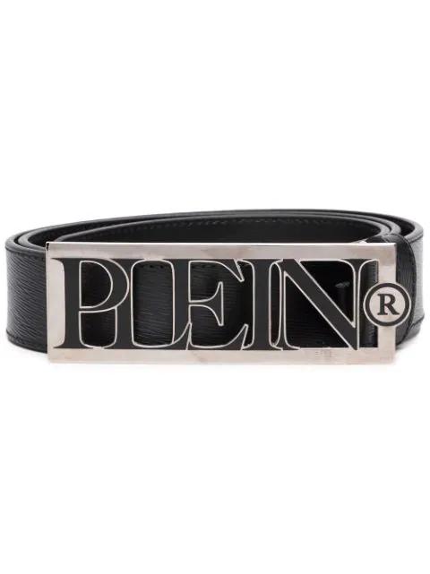 logo-plaque leather belt by PHILIPP PLEIN