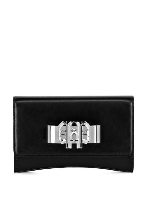 logo-plaque leather clutch bag by PHILIPP PLEIN