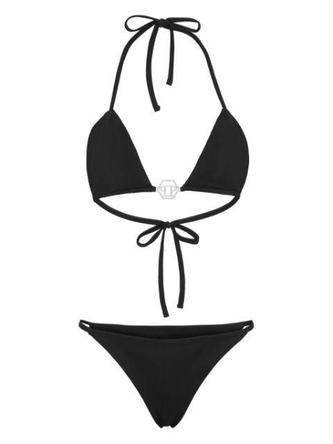 logo-plaque triangle bikini set by PHILIPP PLEIN