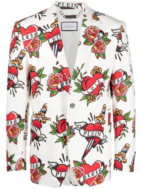 logo-print blazer by PHILIPP PLEIN