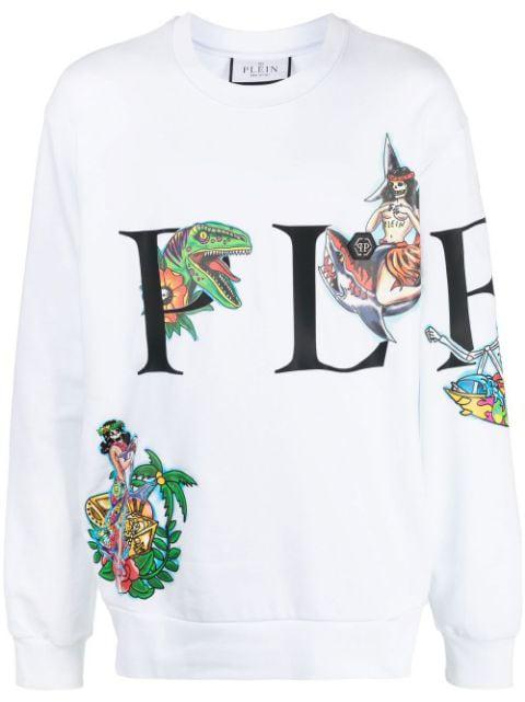 logo-print crew neck sweatshirt by PHILIPP PLEIN