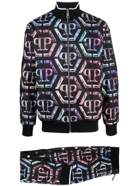 logo-print stretch-cotton tracksuit by PHILIPP PLEIN