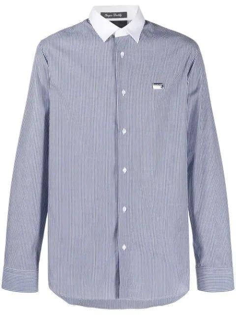 logo-print striped cotton shirt by PHILIPP PLEIN