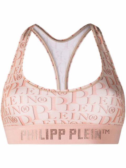 logo-print studded bra by PHILIPP PLEIN