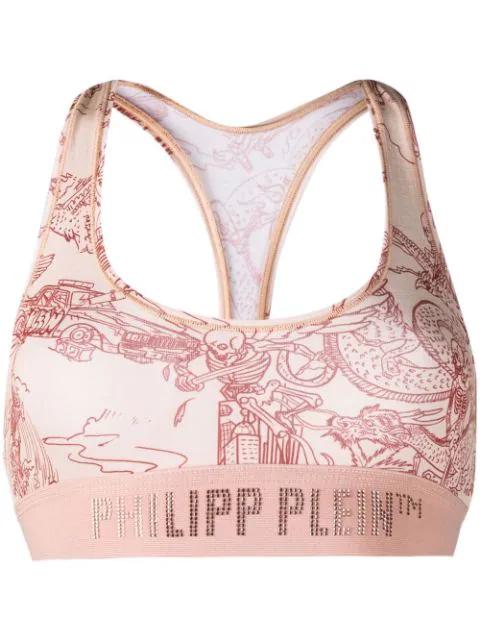 logo-underband skeleton-print bra by PHILIPP PLEIN