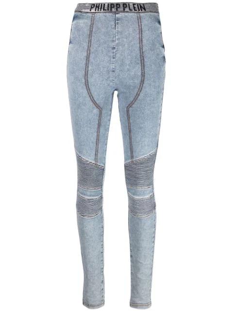 logo-waistband denim leggings by PHILIPP PLEIN