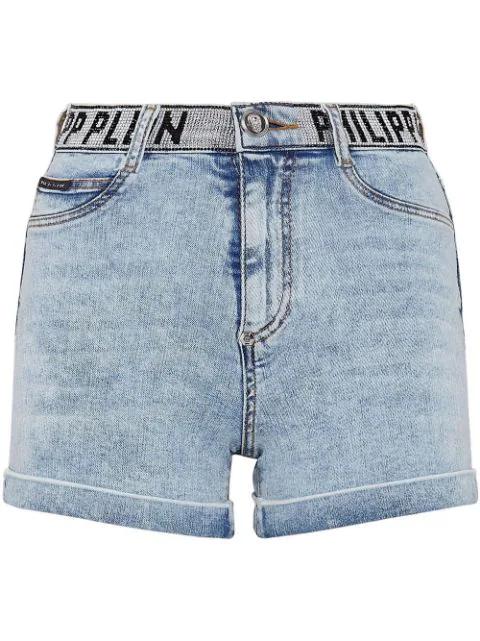 logo-waistband denim shorts by PHILIPP PLEIN
