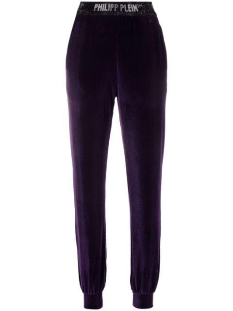 logo-waistband velvet track pants by PHILIPP PLEIN