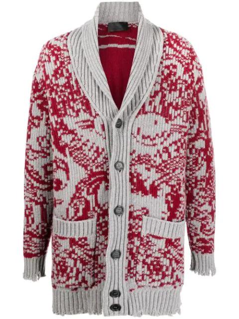 long intarsia-knit cardigan by PHILIPP PLEIN