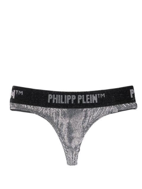 metallic crystal-embellished thong by PHILIPP PLEIN