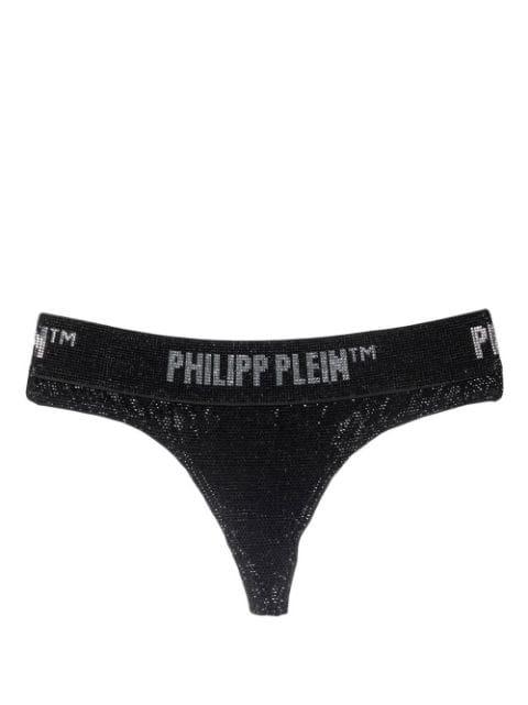 metallic crystal-embellished thong by PHILIPP PLEIN