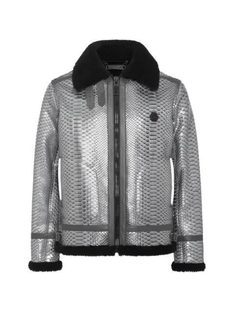 metallic-effect python-skin jacket by PHILIPP PLEIN