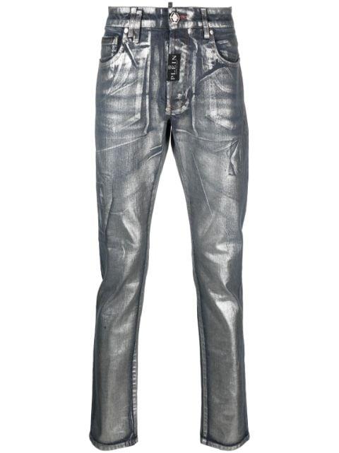 metallic-effect straight-leg jeans by PHILIPP PLEIN