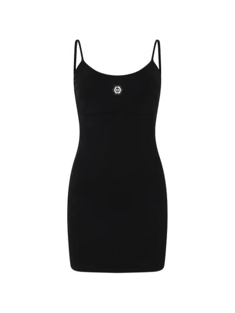 mini crystal hexagon ribbed dress by PHILIPP PLEIN