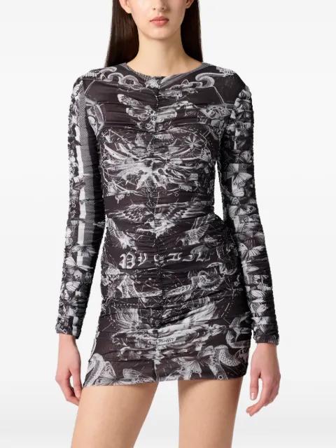mini wrinkled butterfly-print dress by PHILIPP PLEIN