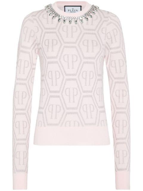 monogram crystal-embellished jumper by PHILIPP PLEIN