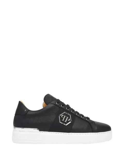 monogram-embossed leather sneakers by PHILIPP PLEIN