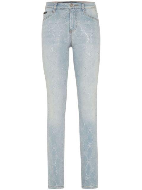 monogram high-waisted jegging trousers by PHILIPP PLEIN