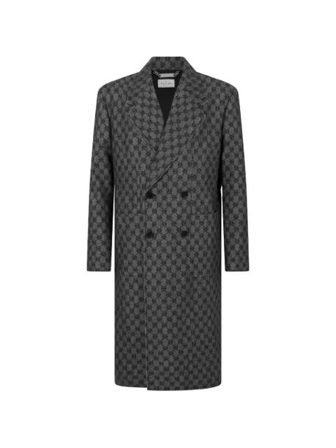 monogram-jacquard double-breasted coat by PHILIPP PLEIN