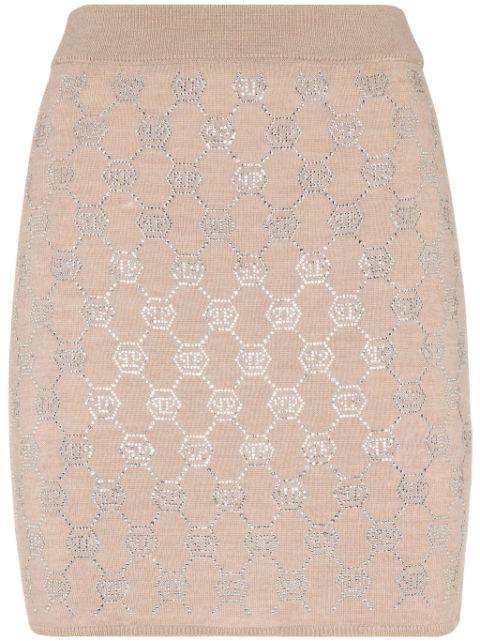 monogram knitted mini skirt by PHILIPP PLEIN