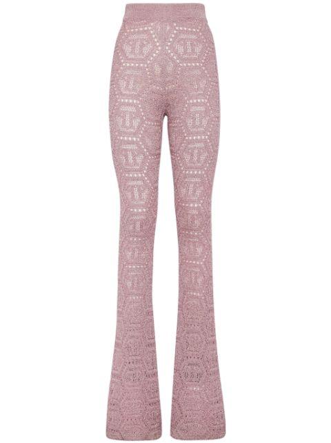 monogram-pattern open-knit trousers by PHILIPP PLEIN