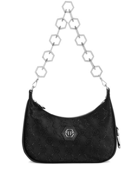 monogram-pattern satin shoulder bag by PHILIPP PLEIN