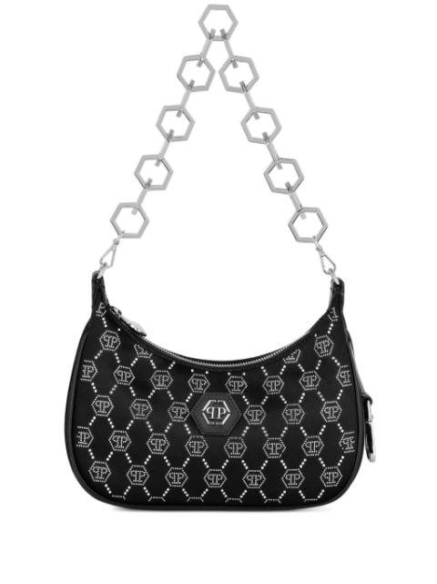 monogram-pattern satin shoulder bag by PHILIPP PLEIN