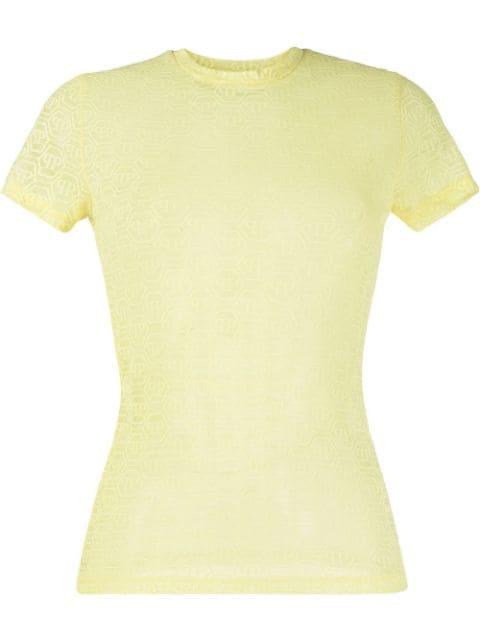 monogram-pattern tulle T-shirt by PHILIPP PLEIN