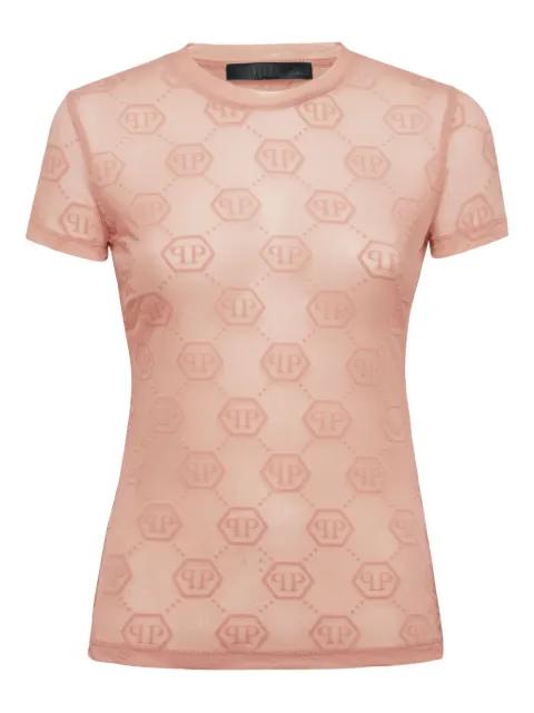 monogram-pattern tulle T-shirt by PHILIPP PLEIN