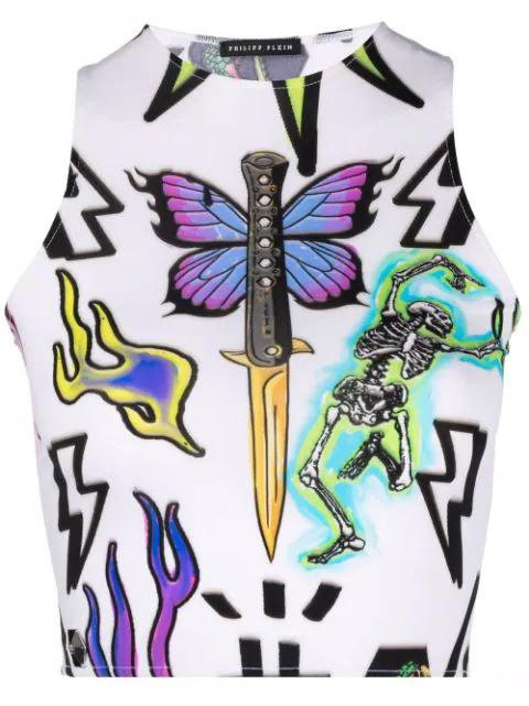 monogram tattoo crop top by PHILIPP PLEIN