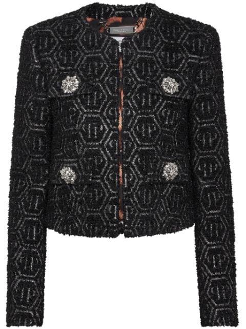 monogram tweed jacket by PHILIPP PLEIN